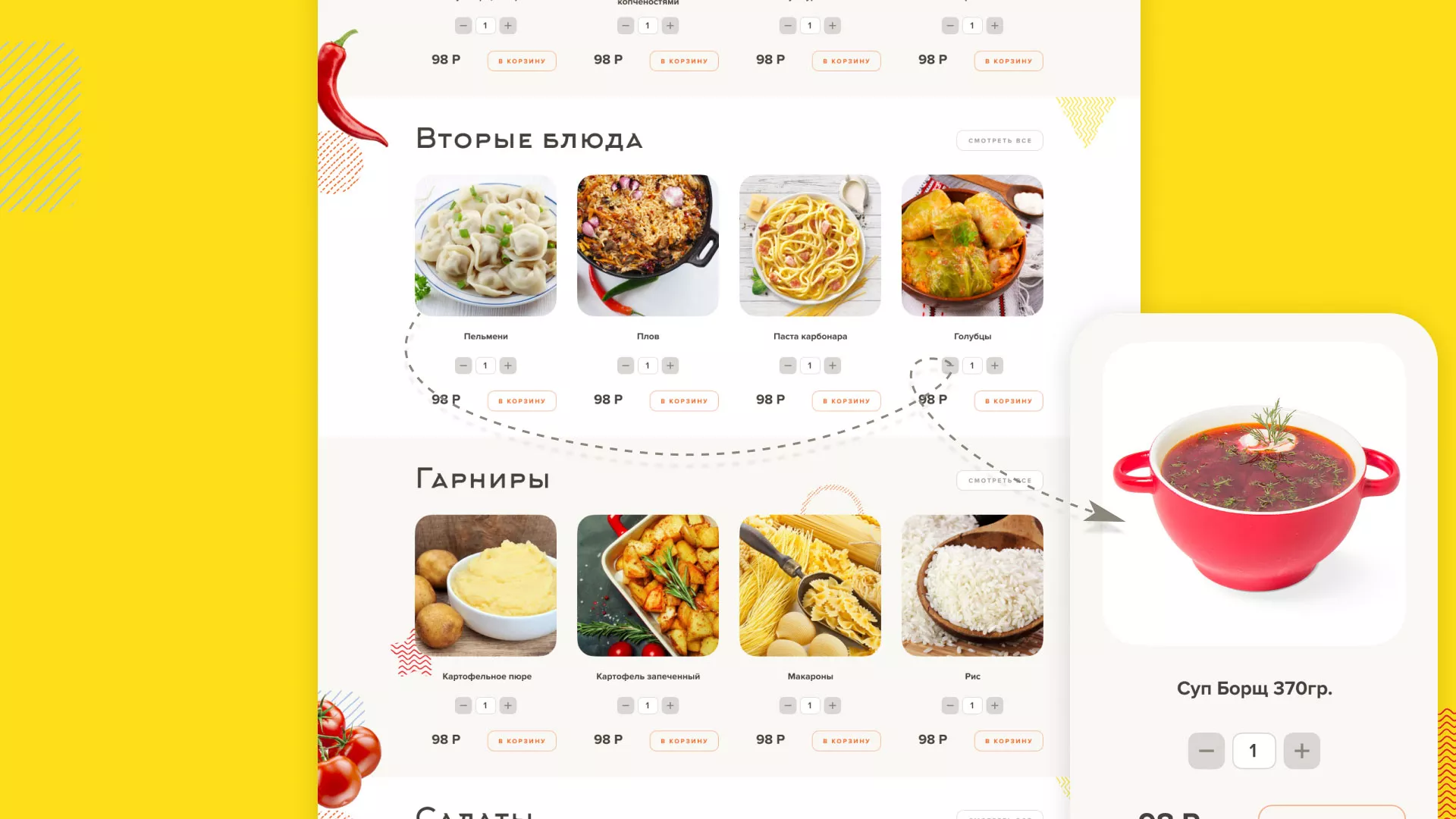 Разработка сайта кафе-столовой «Суп-Мясо-Салат» в Малоярославце